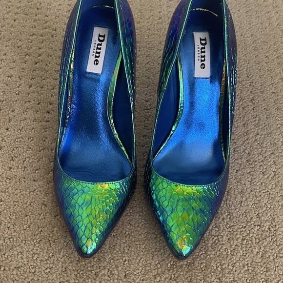 Dune London Blue/Green Metallic Pumps - Picture 2 of 5